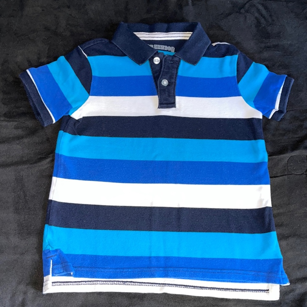 Greendog Kid Boy Youth Blue Striped Polo Short Sleeve Shirt